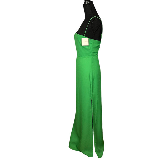 Revolve Kelly Green Maxi Slip Dress SMALL Double Side Slit Superdown Addison NEW - Picture 6 of 9